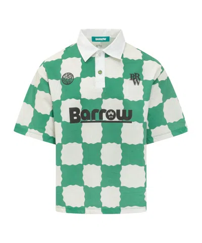 Barrow Logo Printed Checked Polo Shirt In Green