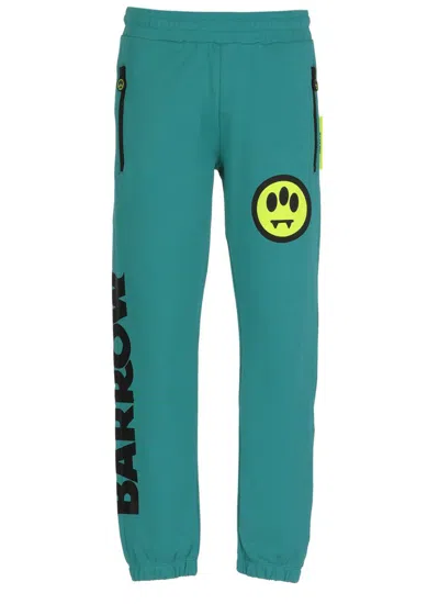 Barrow Logo Printed Drawstring Sweatpants In Green