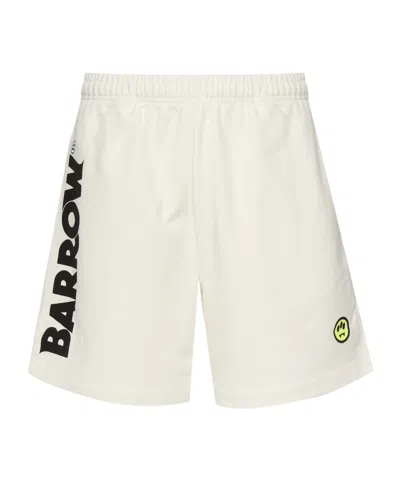 Barrow Logo Printed Elastic Waistband Shorts In White
