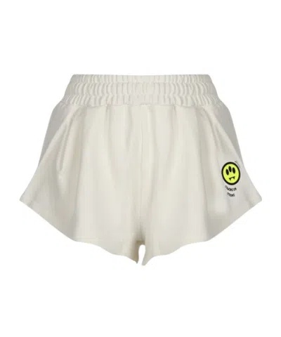 Barrow Logo-printed Elasticated Waistband Mini Shorts In Neutral