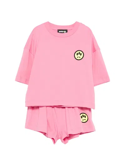 Barrow Kids' Logo Shorts Set In Pink