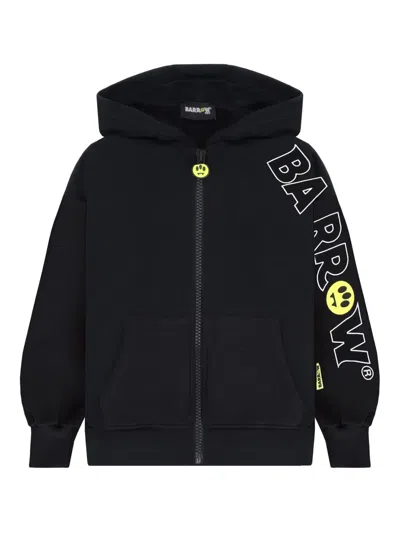 Barrow Kids' Logo-sleeve Zip Hoodie In Black