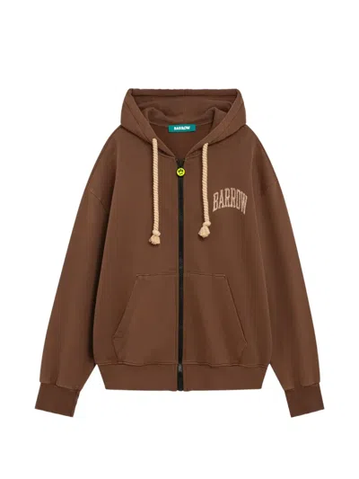 Barrow Logo-print Zip-up Hoodie In Brown