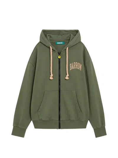 Barrow Logo-print Zip-up Hoodie In Green