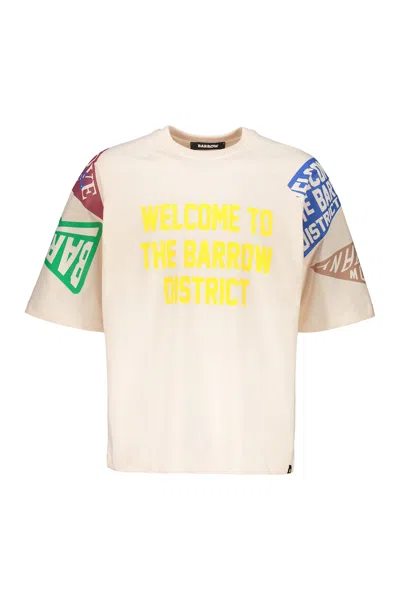 Barrow Loose Cotton T-shirt With Unique Design In Neutral