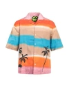 Barrow Multicoloured Bowling Shirt With Logo And Palm Trees In Orange