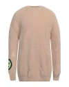 Barrow Distressed Intarsia-knit Logo Jumper In Beige