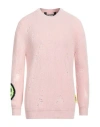 Barrow Acrylic Blend Distressed Graphic Patch Sweater In Pink