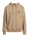 Barrow Oversized Logo Print Sweatshirt In Beige