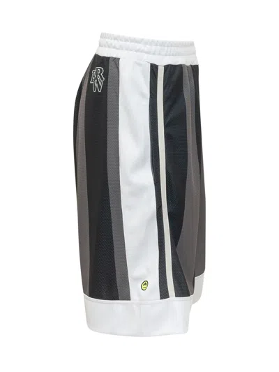 Barrow Mesh Mini Bermuda Shorts With Striped Print In Nero