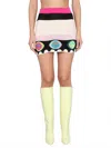 Barrow Crochet Texture High Waist Mini Skirt In Multicolour