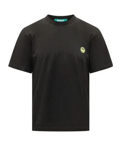 Barrow Mini Smiley Logo Vintage Wash Short Sleeve T-shirt In Black