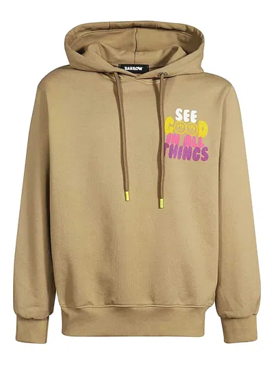 Barrow Moon-print Hooded Sweatshirt In Brown
