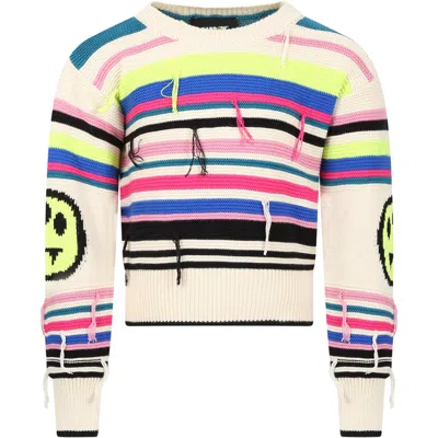 Barrow Kids' Multicolor Sweatshirt For Girl With Iconic Smiley In 200