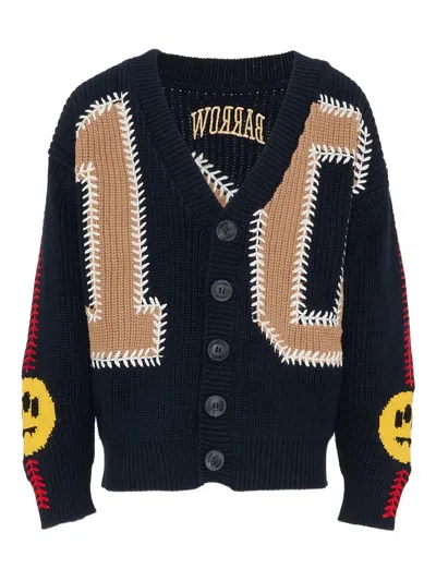 Barrow Number-detail Cardigan In Black