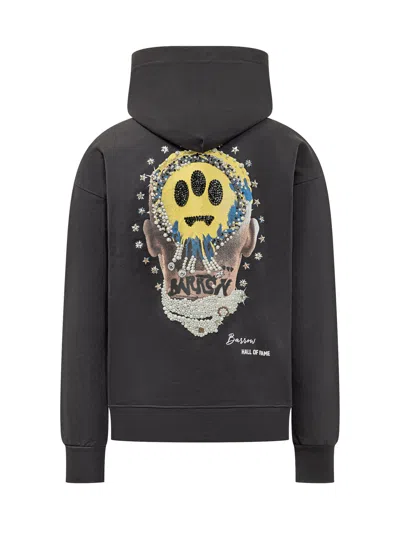 Barrow Oversized Graphic Hoodie Sweatshirt In Asfalto