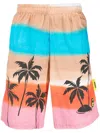 Barrow Palm-tree Print Bermuda Shorts In Blue