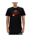 Barrow Palm-tree Printed Cotton T-shirt In Black