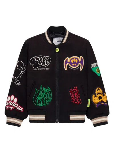 Barrow Kids' Logo-appliqué Bomber Jacket In 黑色
