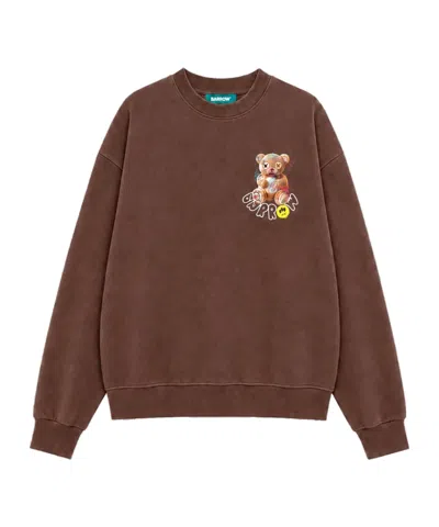 Barrow Pattern-printed Crewneck Sweatshirt In Brown
