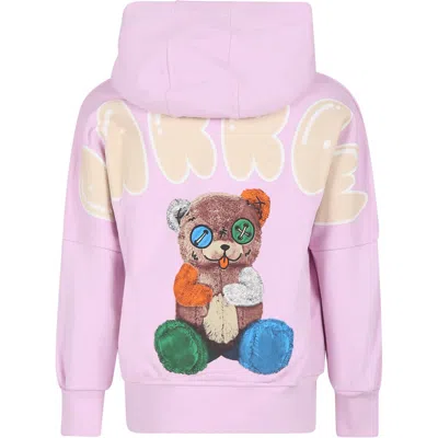 Barrow Kids' Pink Sweatshirt For Girl With Logo And Bear Print