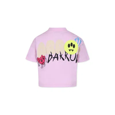 Barrow Kids' Pink T-shirt For Girl With Logo In Purple