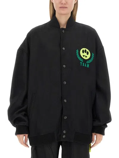 Barrow Playful Graphic Oversized Jacket In Black
