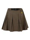 Barrow Pleated Check-pattern Skirt In Brown