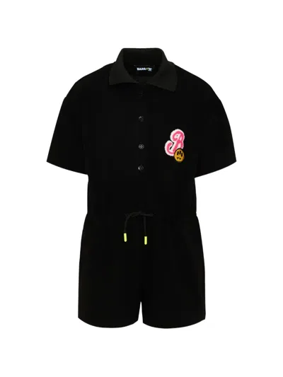 Barrow Kids' Polo Collar Patch Playpsuit In Black