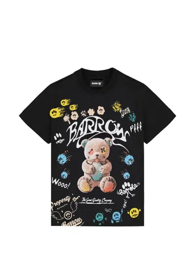 Barrow Kids' Print-detail Crew Neck T-shirt In Black