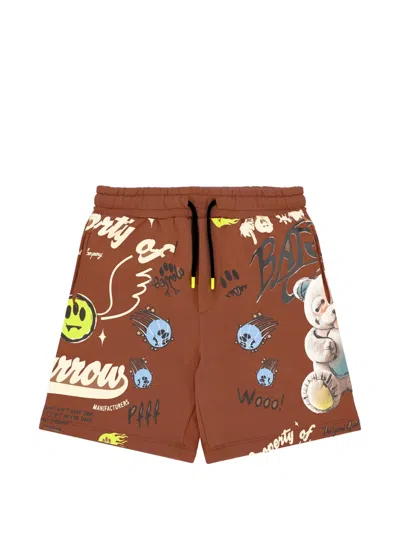 Barrow Kids' Print-detail Drawstring Shorts In Brown