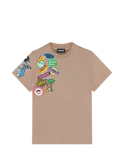 Barrow Kids' Print-detail Round-neck T-shirt In Pink