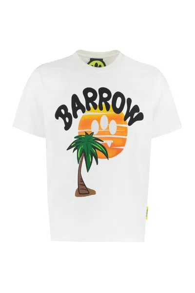 Barrow Printed Cotton T-shirt In White