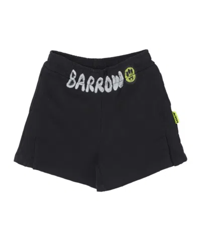 Barrow Printed Denim Shorts In Black