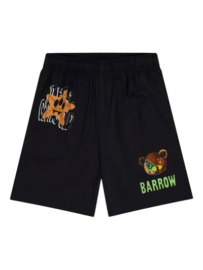 Barrow Kids' Printed Elasticated-waist Shorts In Black
