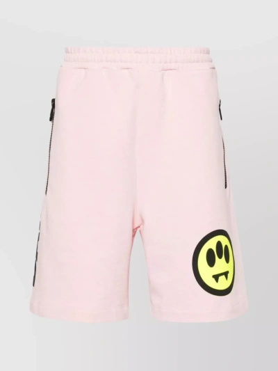 Barrow Printed Knee-length Shorts With Elasticated Waistband In Pink