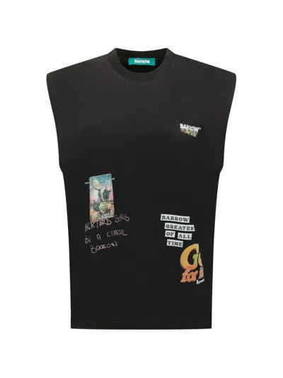 Barrow Printed Sleeveless T-shirt In Black