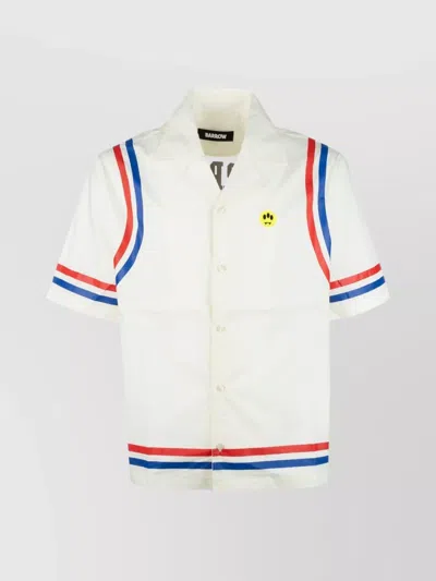 Barrow Printed Striped Short Sleeve Shirts In White