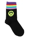 Barrow Rainbow-stripe Smiley-face Socks In Black