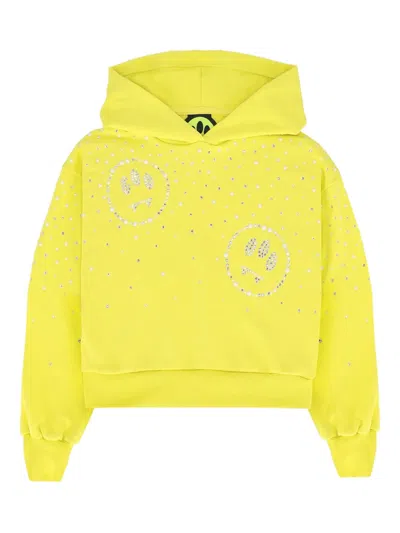 Barrow Kids' Rhinestone Fleece Hoodie In Yellow