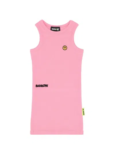Barrow Kids' Ribbed Cotton Dress In Pink
