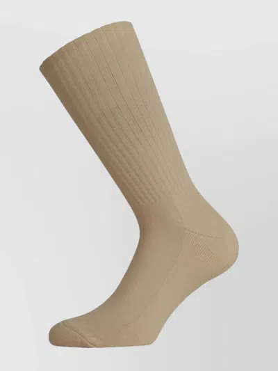 Barrow Ribbed Insert Crew Length Socks With Graphic Design In Brown