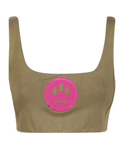 Barrow Ribbed Logo-detail Top In Green