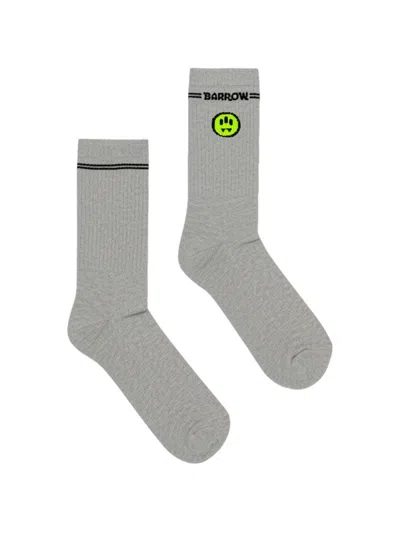 Barrow Ribbed Logo Socks In Gray