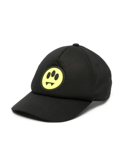 Barrow Kids' Rubberised-logo Cotton Cap In Black