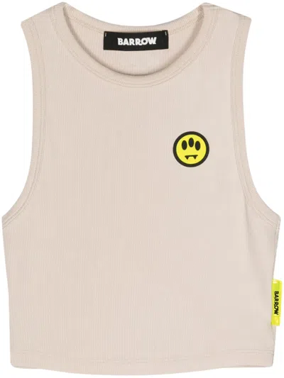 Barrow Rubberised-logo Tank Top In Neutrals