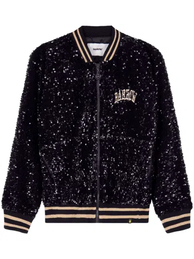 Barrow Sequined Bomber Jacket In Black