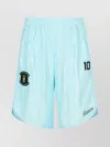 Barrow Shiny Elastic Waistband Bermuda Shorts With Number Print