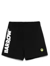 Barrow Elastic Waistband Iridescent Detail Shorts In Black