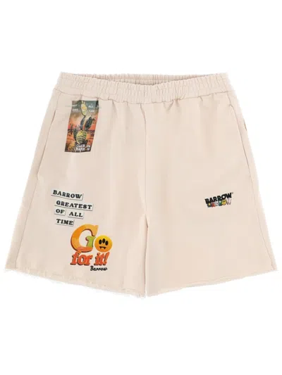 Barrow Unisex Mini Shorts With Unique Stamp Design In Neutral